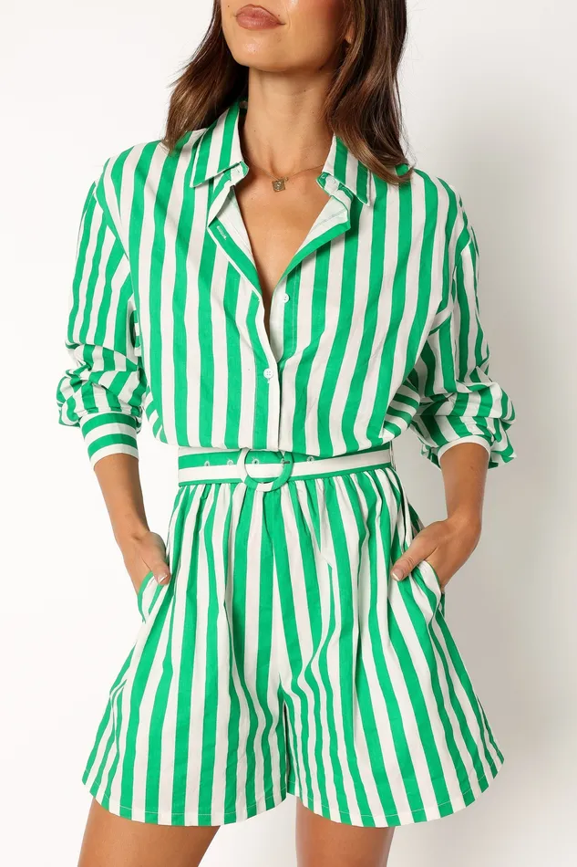 Gloria Playsuit 8211 Green Stripe Green Stripe Jumpsuits and Playsuits petalandpup Women