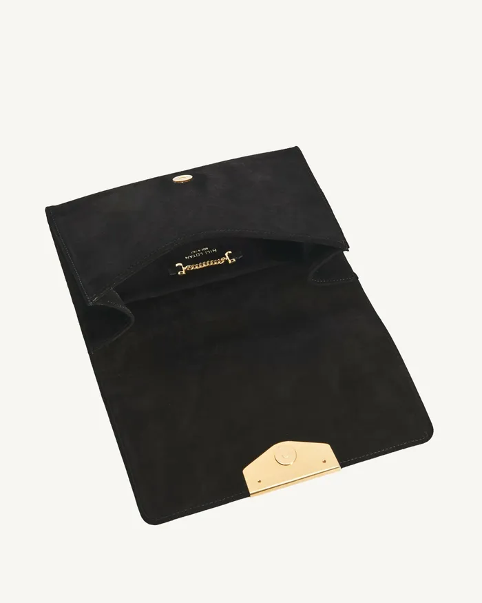 Handbags Women Nili Lotan LE AGNES CLUTCH Black And Gold