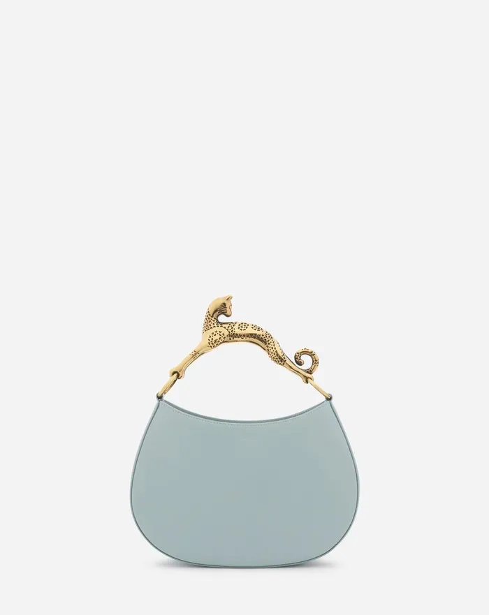 Hobo Cat Leather Bag Ice Blue Women Lanvin Tote Bags and Top Handle Bags