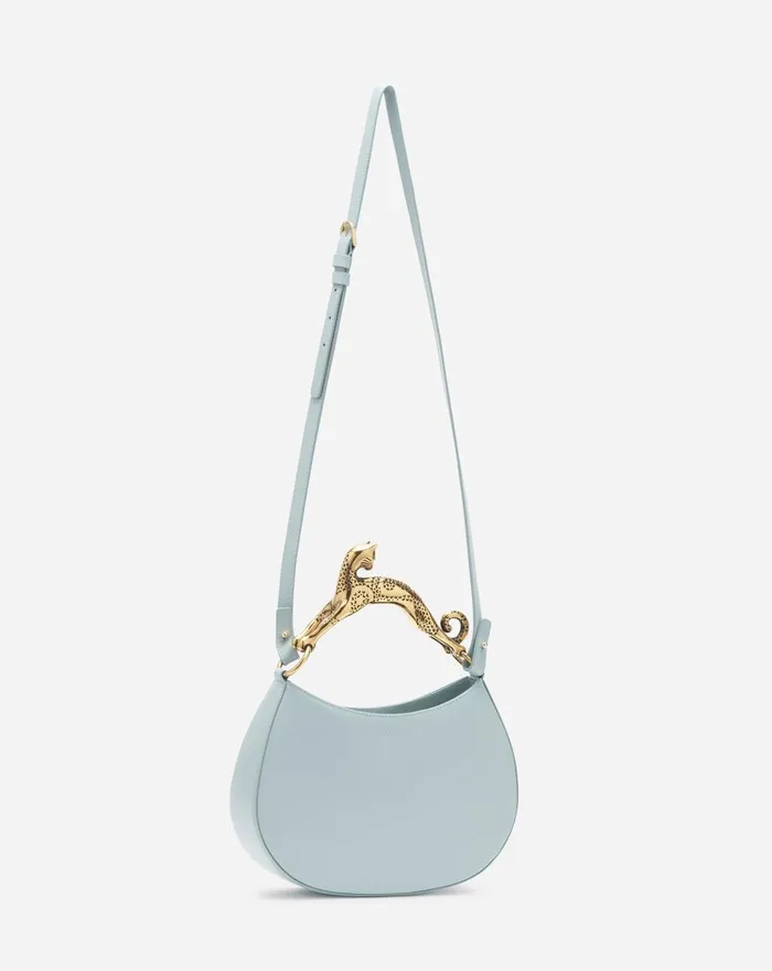 Hobo Cat Leather Bag Ice Blue Women Lanvin Tote Bags and Top Handle Bags