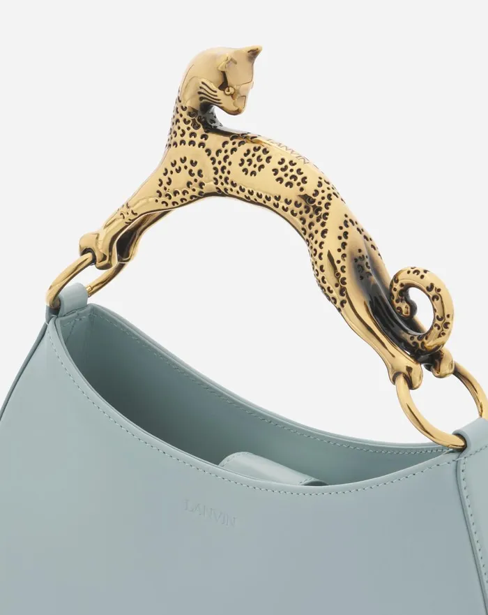 Hobo Cat Leather Bag Ice Blue Women Lanvin Tote Bags and Top Handle Bags