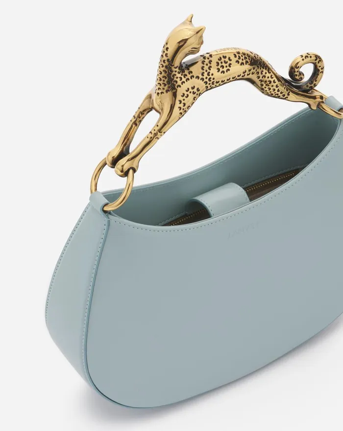 Hobo Cat Leather Bag Ice Blue Women Lanvin Tote Bags and Top Handle Bags