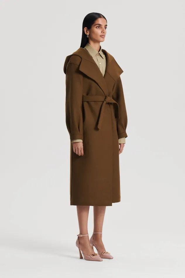 HOODED DUFFLE KHAKI Coats Scanlan Theodore Women HOODED DUFFLE KHAKI Coats Scanlan Theodore Women