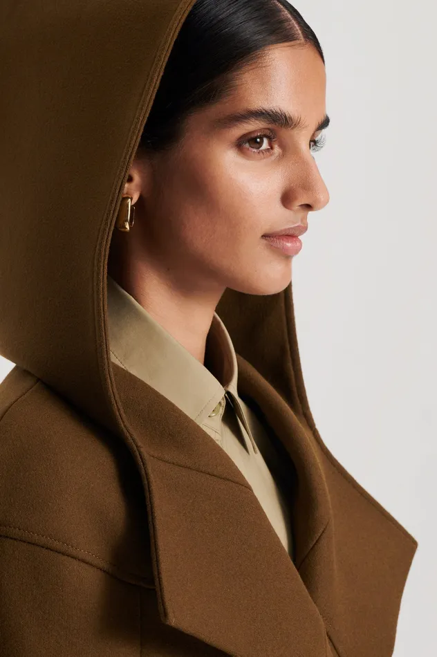 HOODED DUFFLE KHAKI Coats Scanlan Theodore Women HOODED DUFFLE KHAKI Coats Scanlan Theodore Women