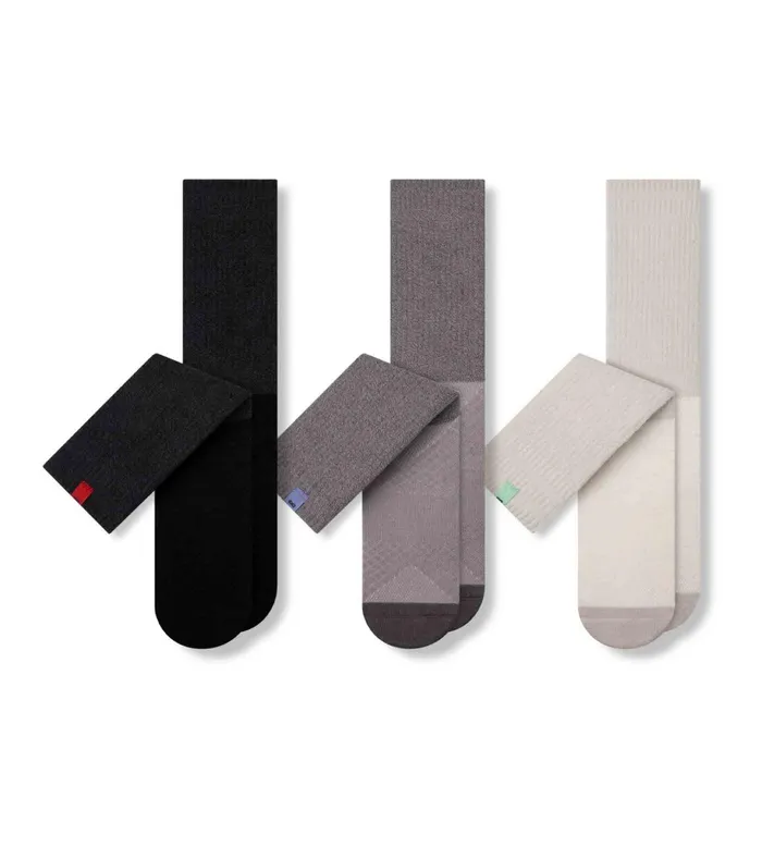 Hustle Cushion Crew White Black Grey Socks 3 Pack Men Pair Of Thieves Crew