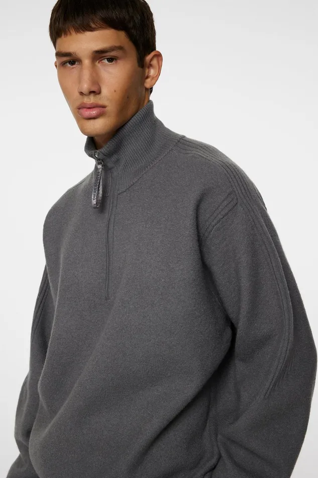 JLindeberg Bon Boiled Wool Quarter Zip Men Knitwear