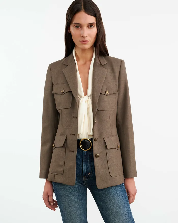 Jackets and Blazers Nili Lotan Women NELSON JACKET Taupe Grey