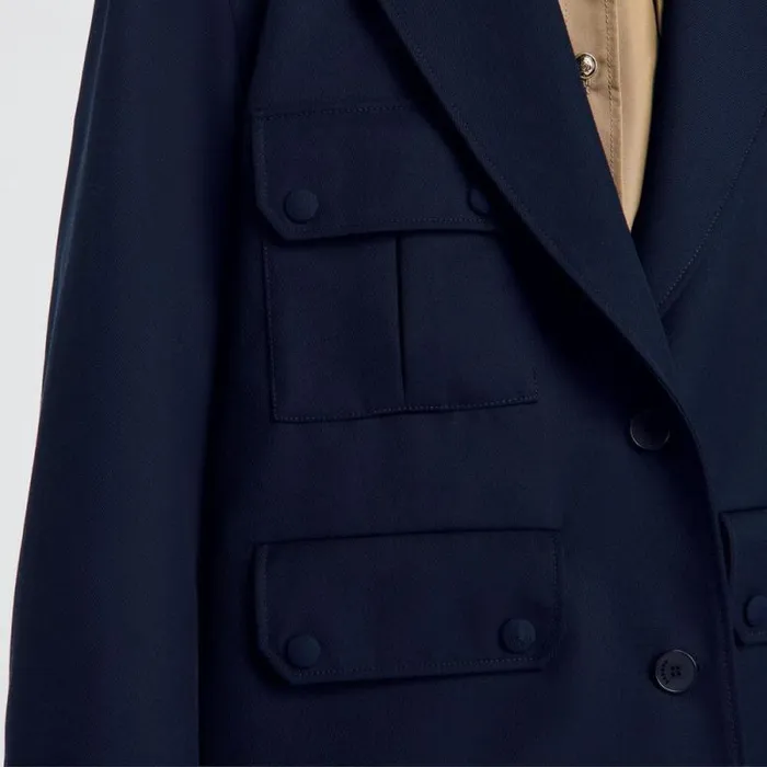 Jackets and Blazers Women SANDRO Oversized Suit Jacket Navy Blue