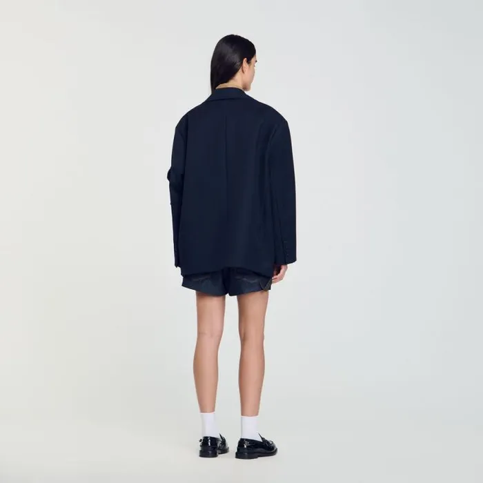 Jackets and Blazers Women SANDRO Oversized Suit Jacket Navy Blue
