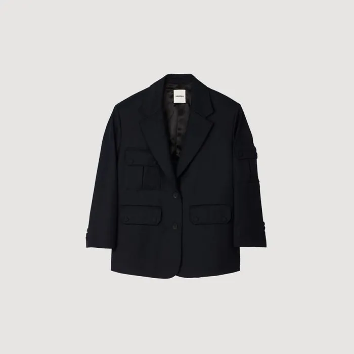 Jackets and Blazers Women SANDRO Oversized Suit Jacket Navy Blue