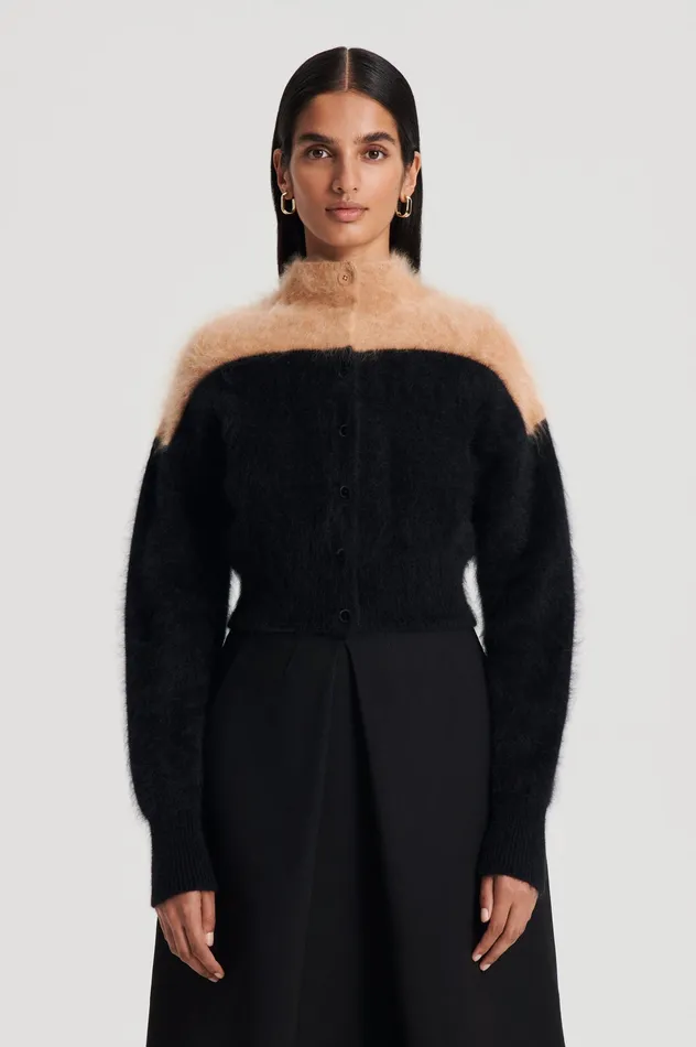 Jackets CASHMERE BRUSHED CARDIGAN BLACKCAMEL Scanlan Theodore Women Jackets CASHMERE BRUSHED CARDIGAN BLACKCAMEL Scanlan Theodore Women