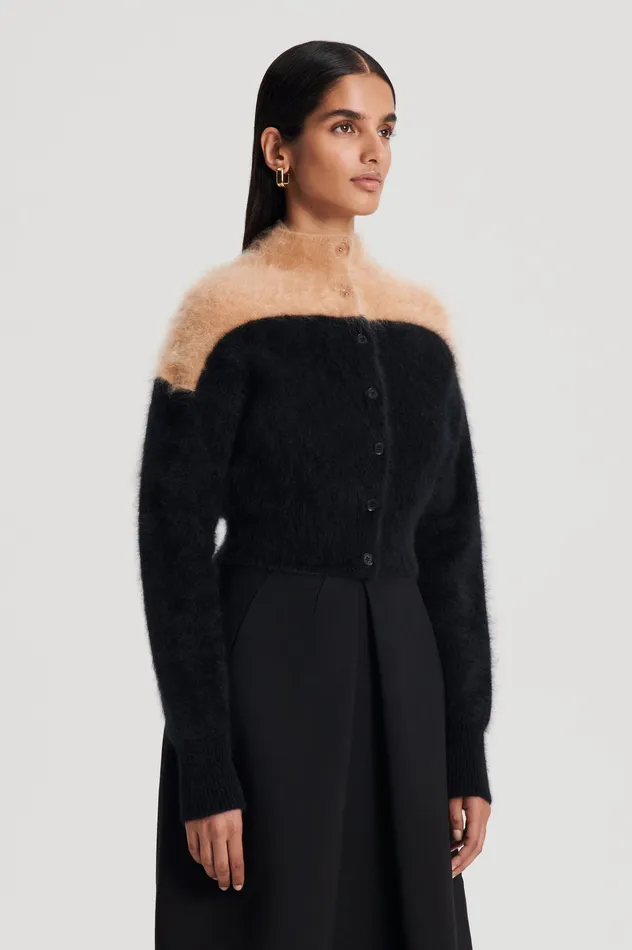 Jackets CASHMERE BRUSHED CARDIGAN BLACKCAMEL Scanlan Theodore Women Jackets CASHMERE BRUSHED CARDIGAN BLACKCAMEL Scanlan Theodore Women
