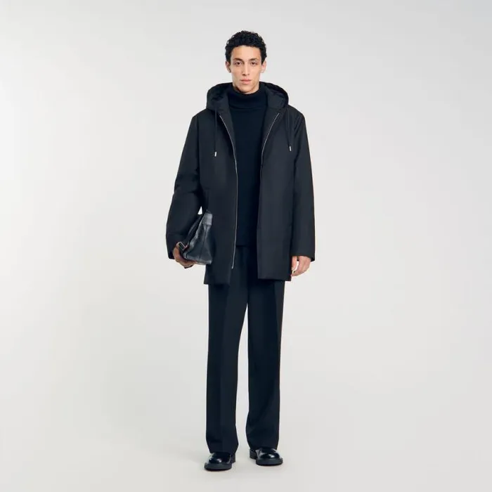 Jackets Men SANDRO Hooded Parka With Zip Black