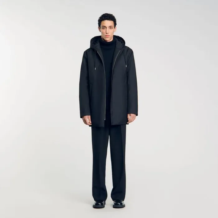 Jackets Men SANDRO Hooded Parka With Zip Black