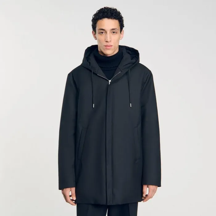 Jackets Men SANDRO Hooded Parka With Zip Black