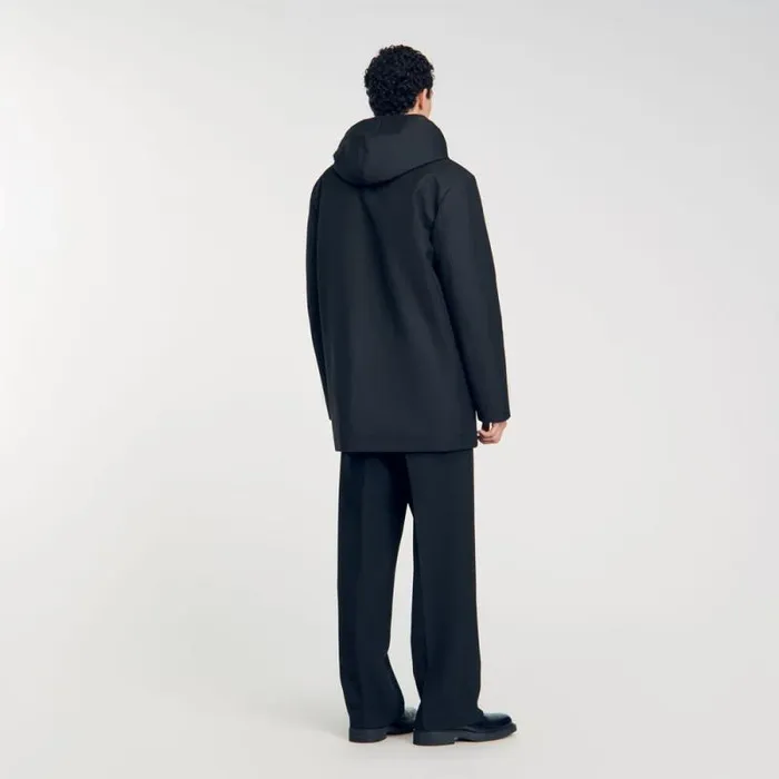 Jackets Men SANDRO Hooded Parka With Zip Black