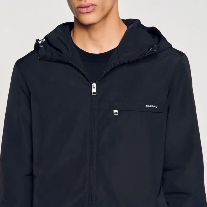 Jackets Men SANDRO Nylon Windbreaker Black