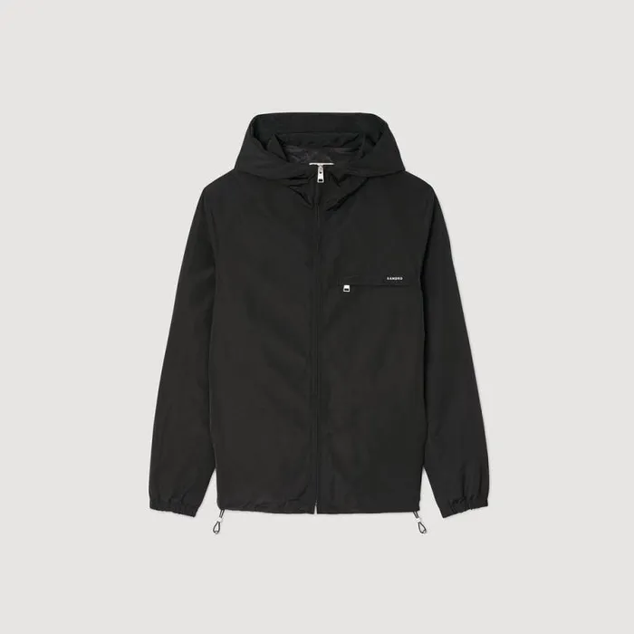 Jackets Men SANDRO Nylon Windbreaker Black