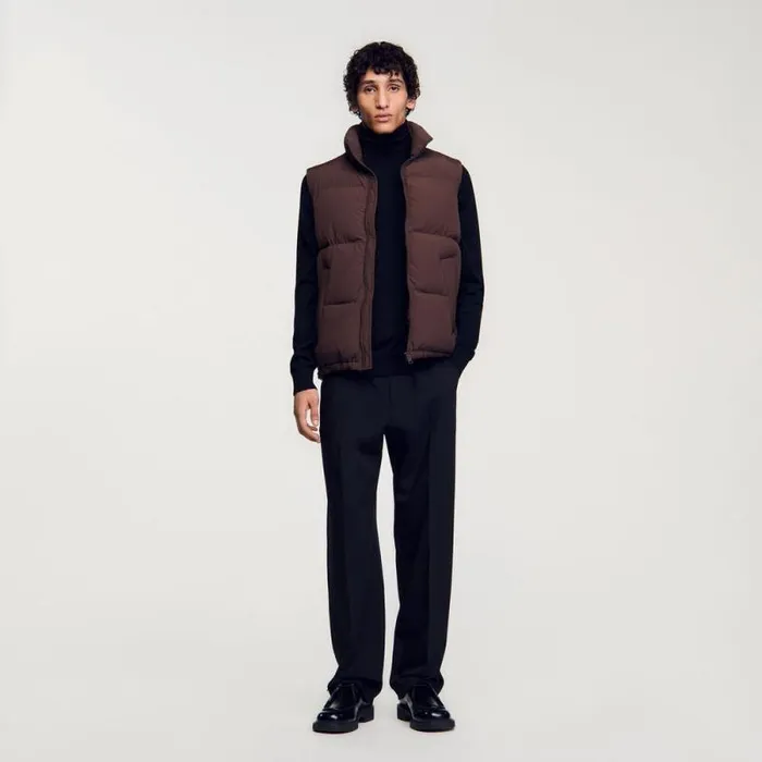 Jackets Men SANDRO Sleeveless Down Jacket Chocolate
