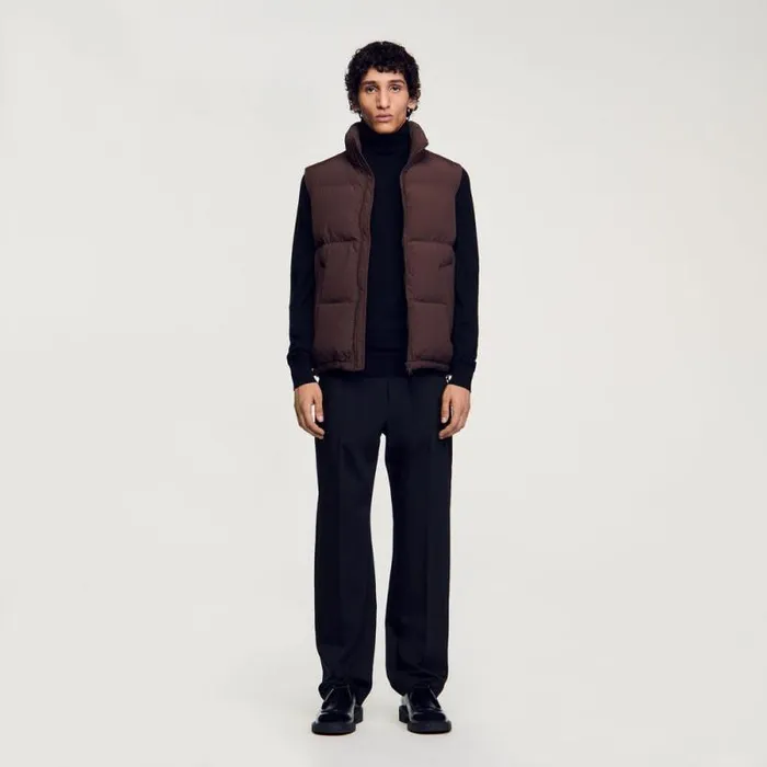 Jackets Men SANDRO Sleeveless Down Jacket Chocolate