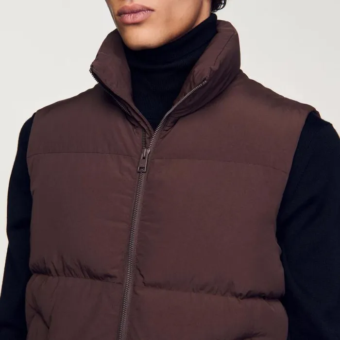 Jackets Men SANDRO Sleeveless Down Jacket Chocolate