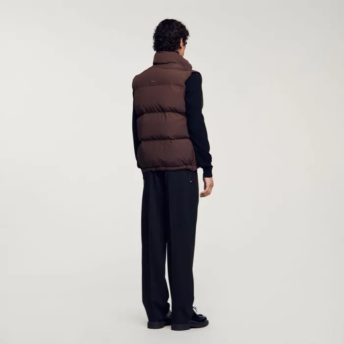 Jackets Men SANDRO Sleeveless Down Jacket Chocolate