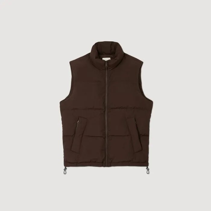 Jackets Men SANDRO Sleeveless Down Jacket Chocolate