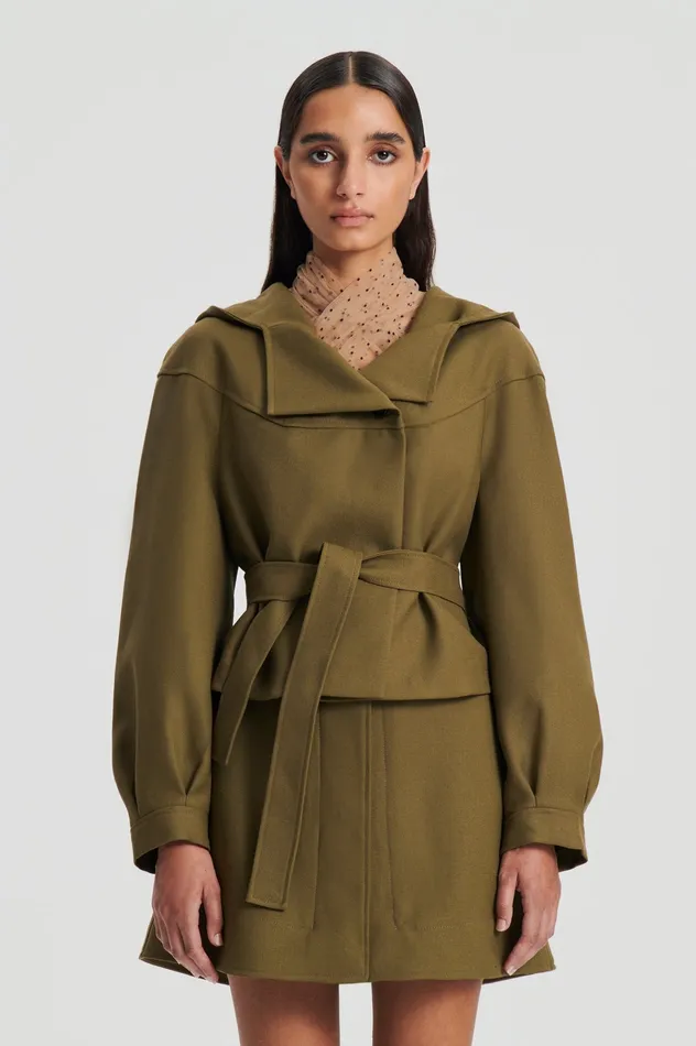 Jackets Women Scanlan Theodore CROPPED DUFFLE OLIVE Jackets Women Scanlan Theodore CROPPED DUFFLE OLIVE
