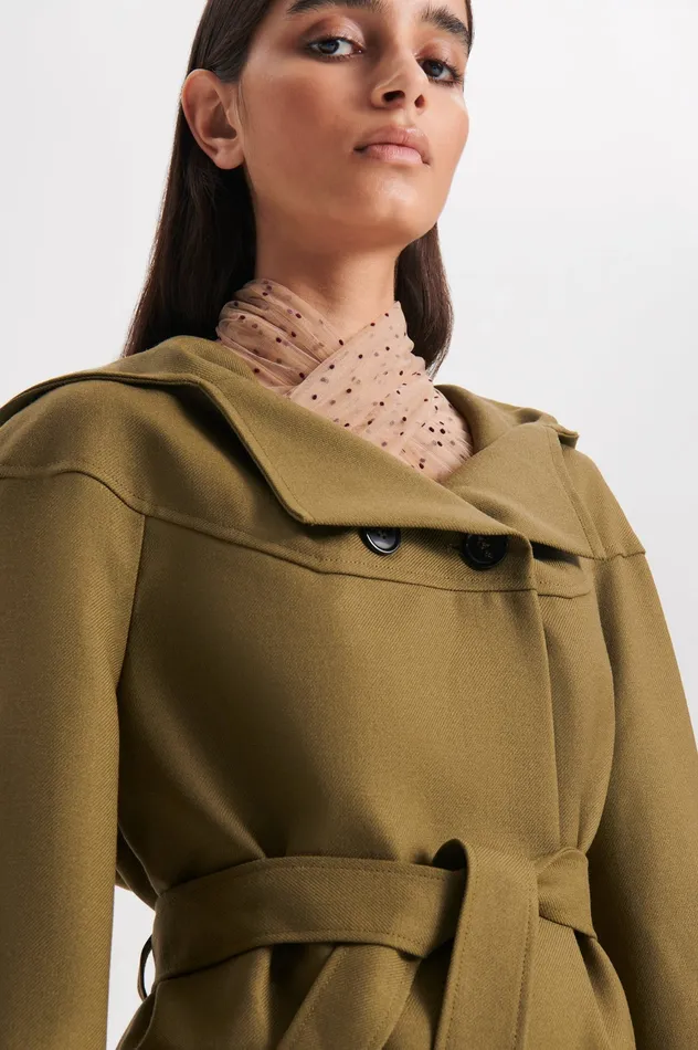 Jackets Women Scanlan Theodore CROPPED DUFFLE OLIVE Jackets Women Scanlan Theodore CROPPED DUFFLE OLIVE