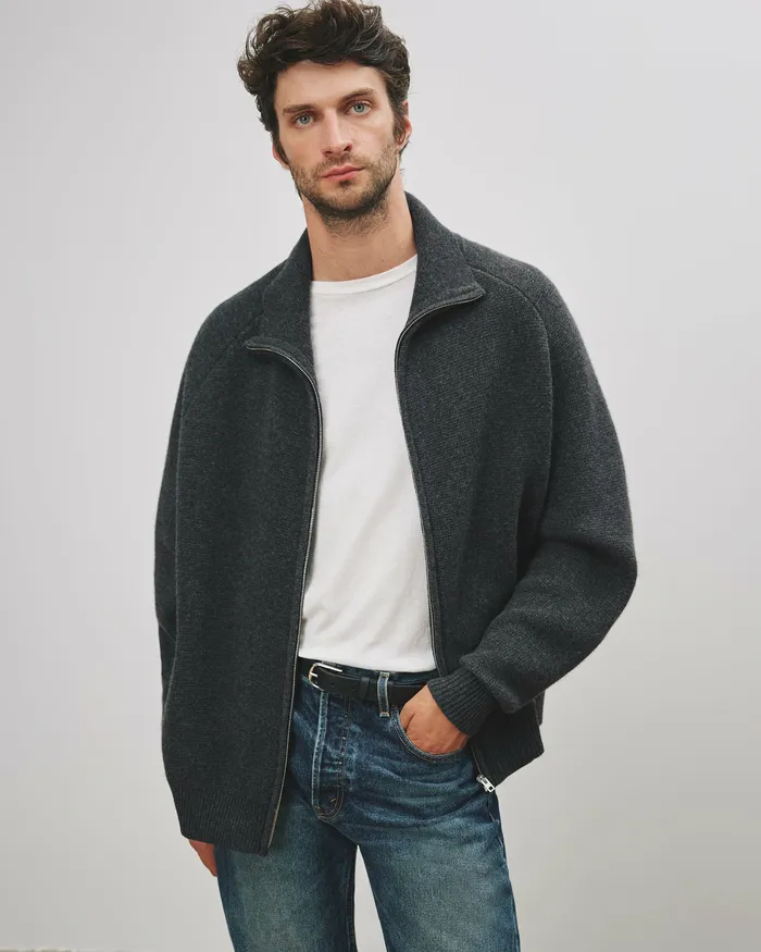 JAD SWEATER Dark Charcoal Melange Men Sweaters Nili Lotan
