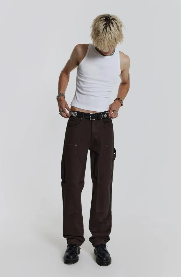 Jeans Men Jaded London Brown Carpenter Jeans In Skate Fit