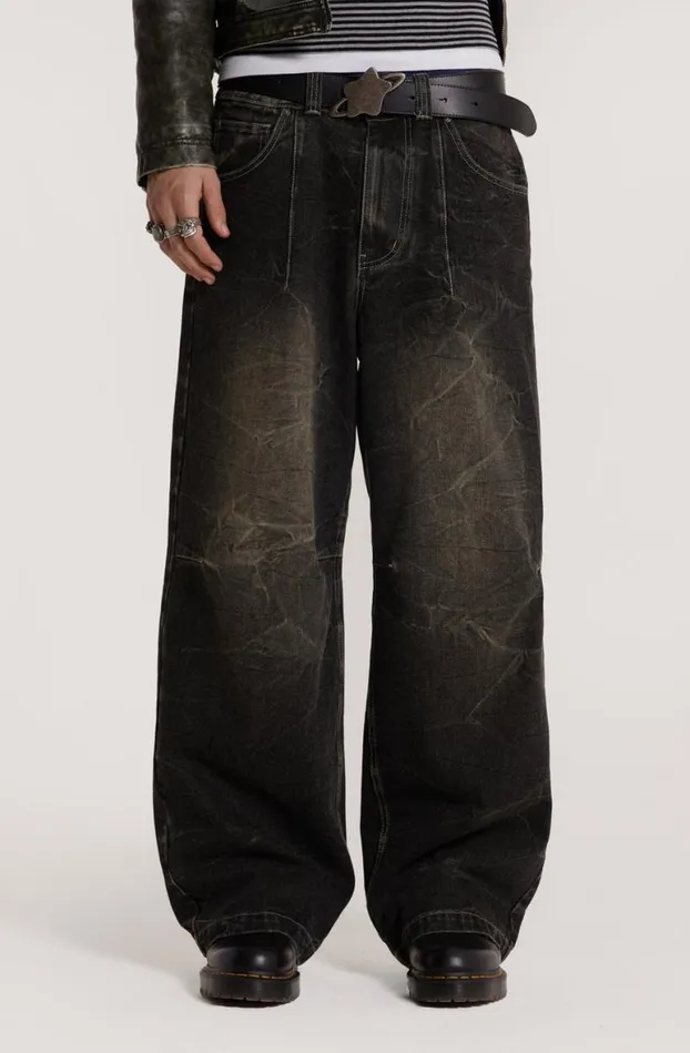 Jeans Men Jaded London Washed Black Razor Jean