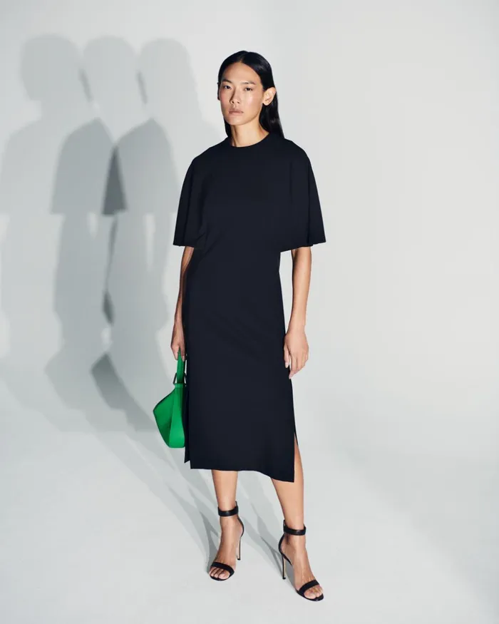 Jersey Kimono Sleeves Dress Black Women Akris Dresses