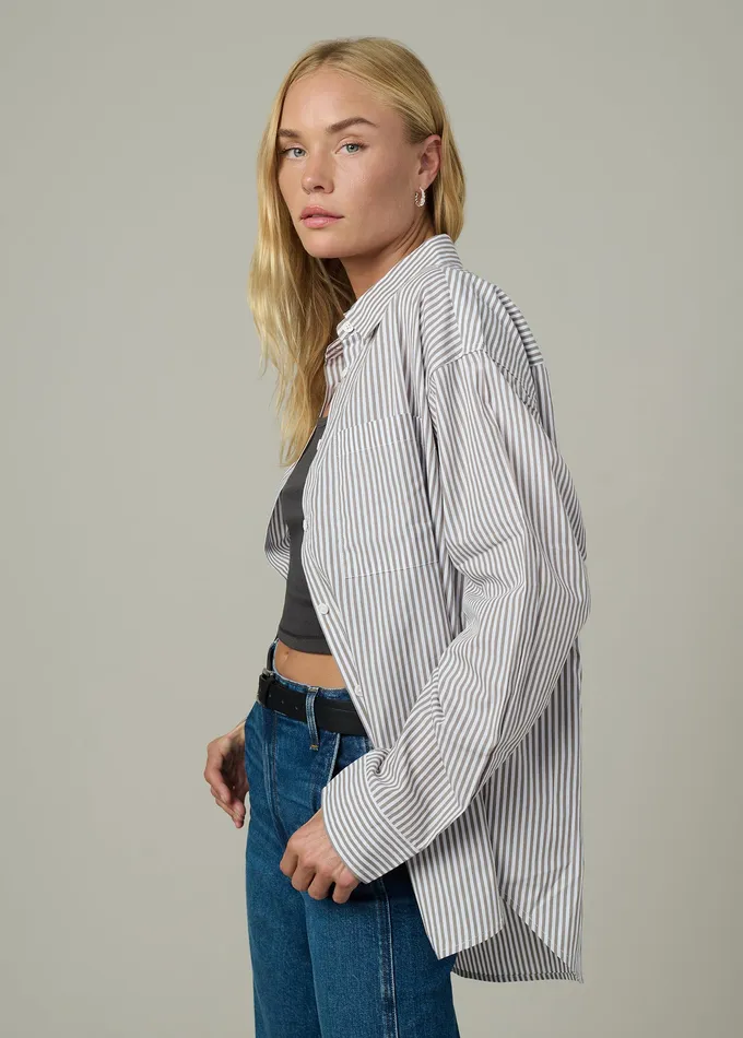 Joe8217s Jeans THE BOYFRIEND BUTTON DOWN SHIRT Forest Night White Women Tops