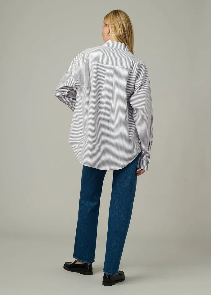 Joe8217s Jeans THE BOYFRIEND BUTTON DOWN SHIRT Forest Night White Women Tops