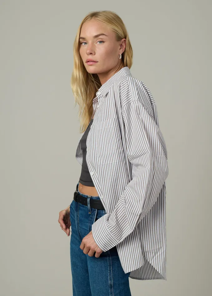Joe8217s Jeans THE BOYFRIEND BUTTON DOWN SHIRT Forest Night White Women Tops