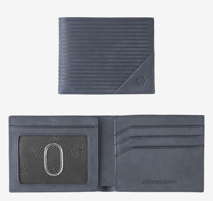 Johnston and Murphy Jackson Scored OilTanned Bill Navy Oiled Men Wallets