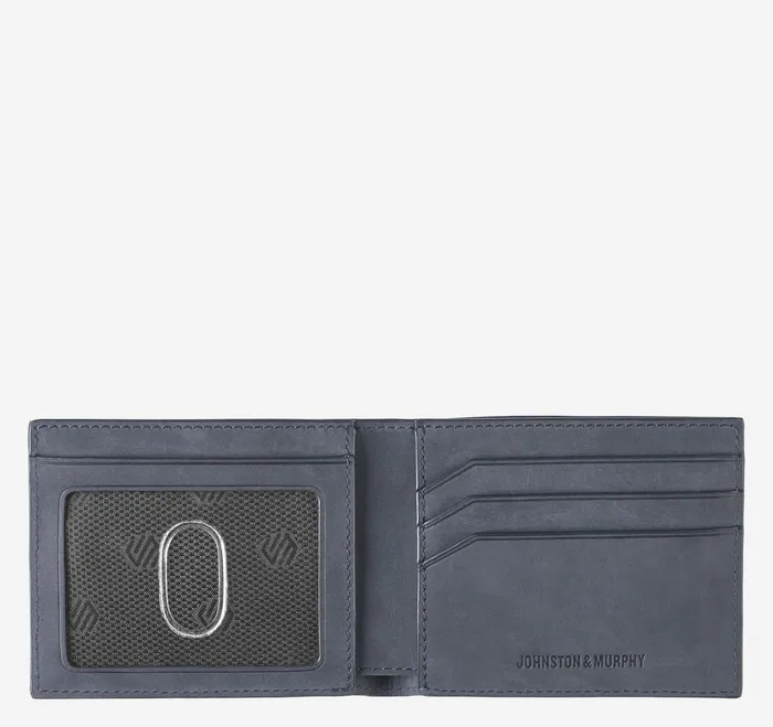 Johnston and Murphy Jackson Scored OilTanned Bill Navy Oiled Men Wallets
