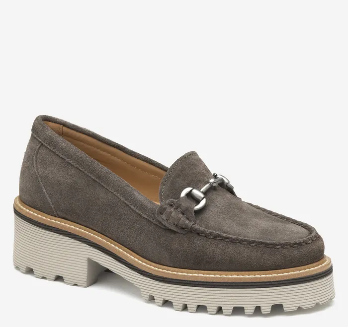 Johnston and Murphy Mules and Loafers Women Emmalynn Bit Loafer Dark Grey Suede