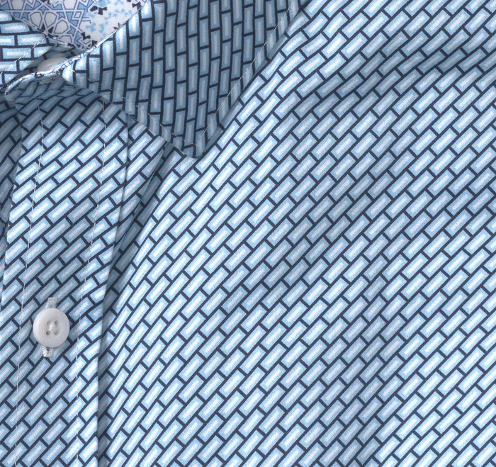Johnston and Murphy Shirts Men Printed Cotton Shirt Blue Bar