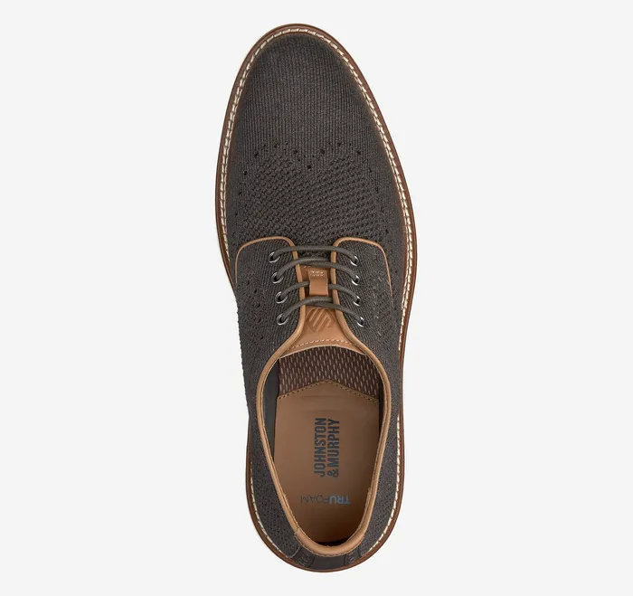 Johnston and Murphy Upton Knit Wingtip Brown Heathered Knit Men LaceUps