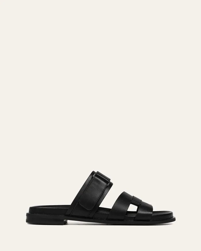 jomercer FLAT SANDALS Women Hendrix flat slides black leather