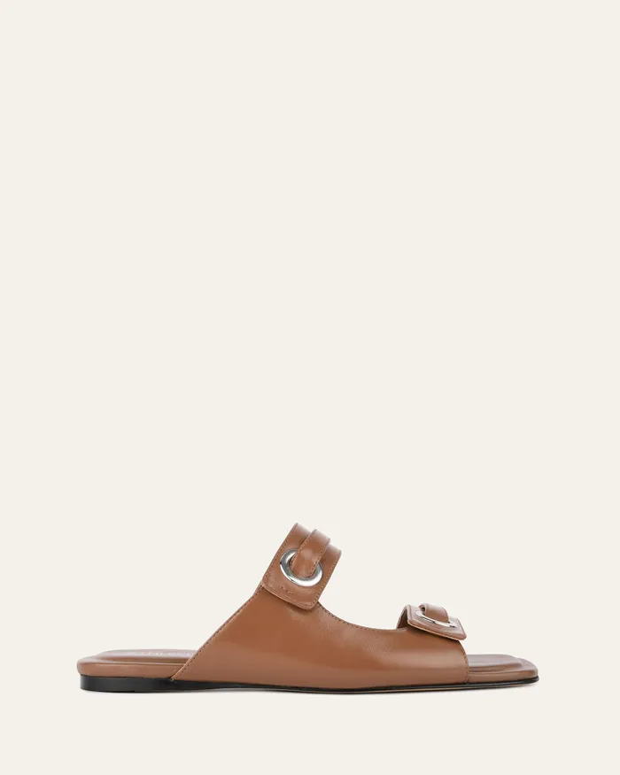jomercer FLAT SANDALS Women Quill flat sandals dark tan leather