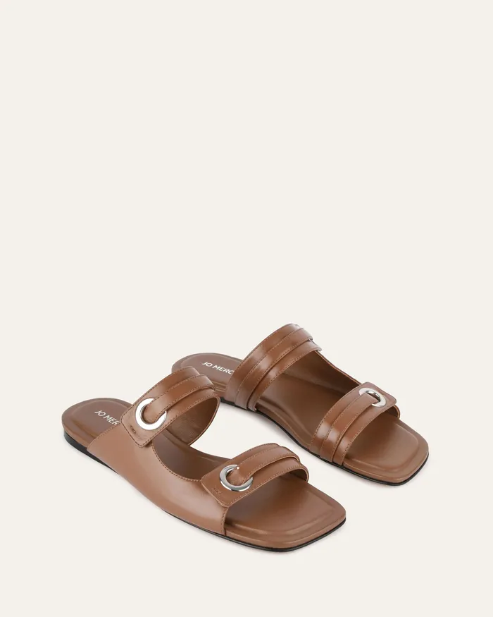 jomercer FLAT SANDALS Women Quill flat sandals dark tan leather jomercer FLAT SANDALS Women Quill flat sandals dark tan leather