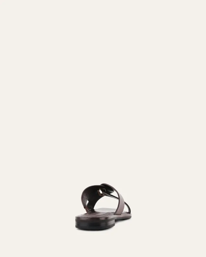 jomercer Piper flat slides chocolate leather Women SLIDES