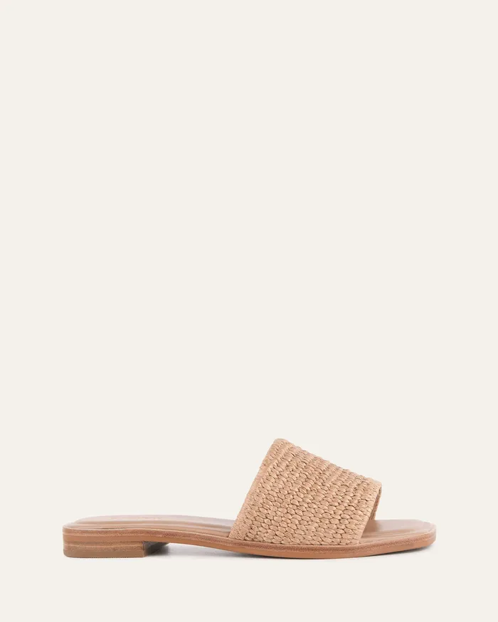 jomercer SLIDES Women Picasso flat slide tan raffia