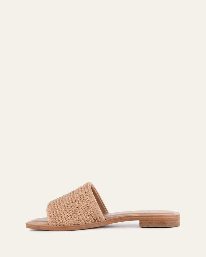 jomercer SLIDES Women Picasso flat slide tan raffia