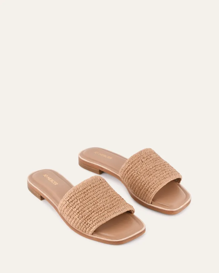 jomercer SLIDES Women Picasso flat slide tan raffia