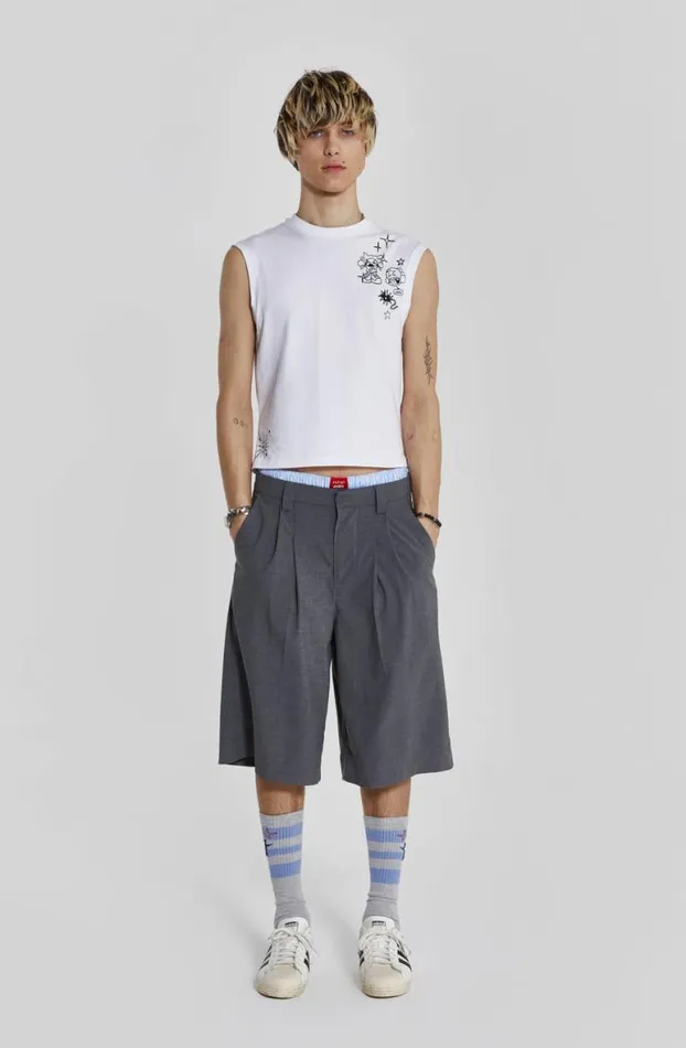 Jorts and Shorts Men Jaded London Grey Goliath Tailored Shorts