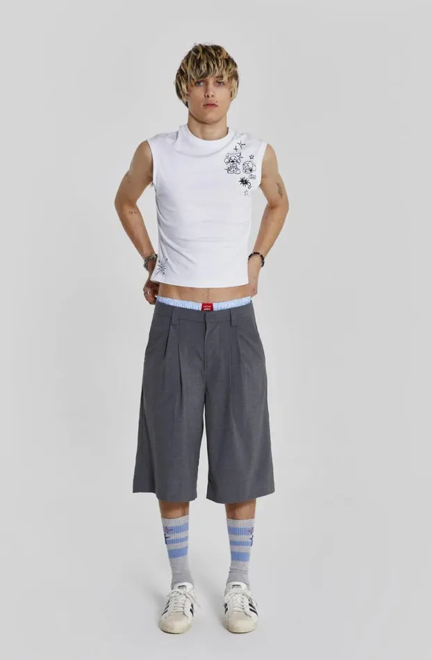 Jorts and Shorts Men Jaded London Grey Goliath Tailored Shorts